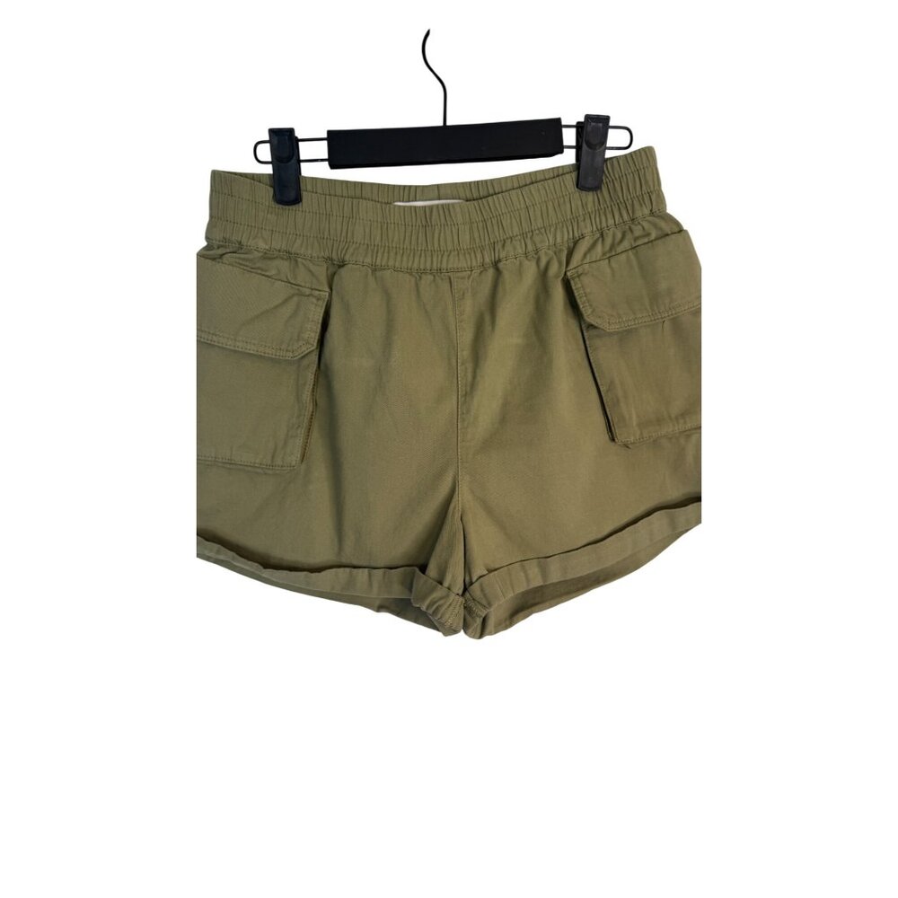 Miss Selfridge Size 6 Olive Green Cotton High-Waisted Shorts Pockets Casual - Picture 8 of 13